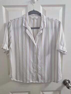 Uniqlo Linen Blend Open Collar Shirt – Pre-Loved, Lightweight & Breathable